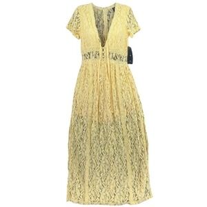Disney Princess Belle Beauty & The Beast Yellow Floral Lace Maxi Dress Romper XS